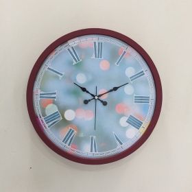 Platin Saat Bordo Modern Ahşap 36 cm Duvar Saati
