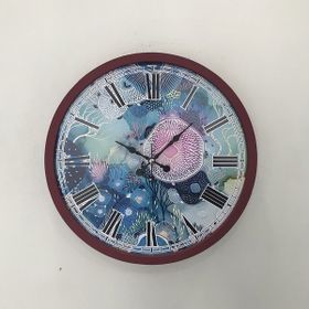 Platin Saat Bordo Modern Ahşap 36 cm Duvar Saati