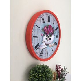 Platin Saat Turuncu Mutfak Ahşap 36 cm Duvar Saati