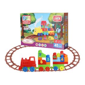 Play Blox 2403 41 Parça Sayılar ve Alfabe Treni Parlak Renkler Mega Blok Oyuncak Tren Seti