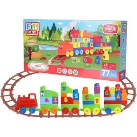 Play Blox Sayılar ve Alfabe Treni 77 Parça Parlak Renkler Mega Blok Oyuncak Tren Seti