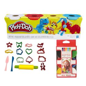 Play Doh 4'lü Oyun Hamuru ve Kalıbı + 6'lı Parmak Boyası