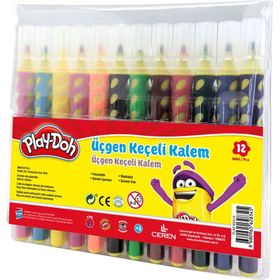 Play Doh 8680965628314 KE018 12'li Fırça Uçlu Üçgen Keçeli Kalem