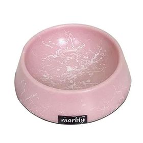 Playfull 8 oz Pembe Beyaz Mermerit Kedi Köpek Mama ve Su Kabı
