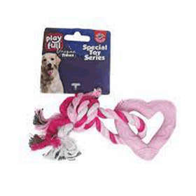 Playfull Plastik ve İpli Kalp 18 cm Köpek Oyuncağı