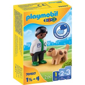 Playmobil 1.2.3 - 70407 Veterinarian with Dog