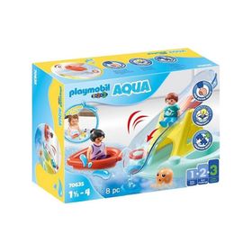Playmobil 1.2.3 Aqua 70635 Su Kaydırağı ile Banyo Adası Oyun Seti