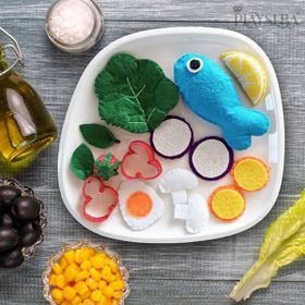 Playseba 15 Parça Mevsim Salatası, Balık Menüsü Eğitici Keçe Oyun Seti