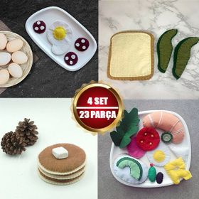 Playseba 23 Parça 4 Set Kahvaltı Yapmayı Öğreniyorum Eğitici Ekomix Keçe Oyun Seti