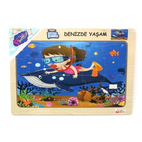 Playwood 23.5x33.5 cm Ahşap Eğitici Puzzle Denizde Yaşam