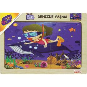 Playwood 23.5x33.5 cm Ahşap Eğitici Puzzle Denizde Yaşam