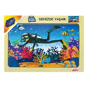 Playwood 23.5x33.5 cm Ahşap Eğitici Puzzle Denizde Yaşam