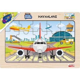 Playwood 23.5x33.5 cm Havaalanı Ahşap Eğitici Puzzle