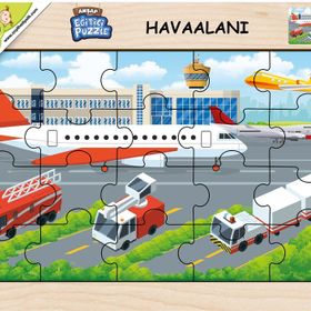 Playwood 23.5x33.5 cm Havaalanı Ahşap Eğitici Puzzle