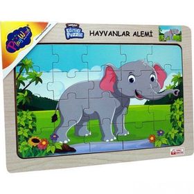 Playwood 23.5x33.5 cm Hayvanlar Alemi Ahşap Eğitici Puzzle