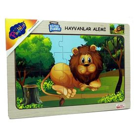 Playwood 23.5x33.5 cm Hayvanlar Alemi Ahşap Eğitici Puzzle