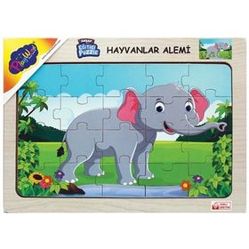 Playwood 23.5x33.5 cm Hayvanlar Alemi Ahşap Eğitici Puzzle