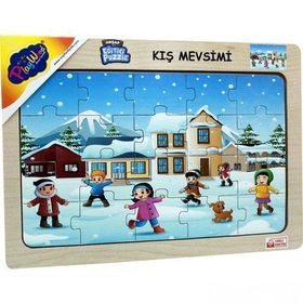 Playwood 23.5x33.5 cm Kış Mevsimi Ahşap Eğitici Puzzle