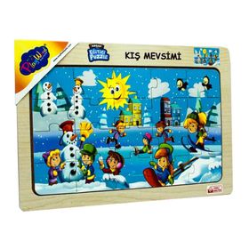 Playwood 23.5x33.5 cm Kış Mevsimi Ahşap Eğitici Puzzle