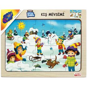Playwood 23.5x33.5 cm Kış Mevsimi Ahşap Eğitici Puzzle