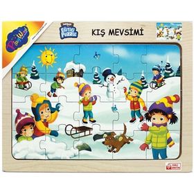 Playwood 23.5x33.5 cm Kış Mevsimi Ahşap Eğitici Puzzle