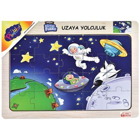 Playwood 23,5x33,5 cm Uzaya Yolculuk Ahşap Eğitici Puzzle