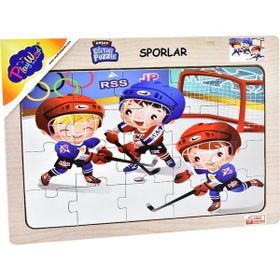 Playwood +3 Yaş Sporlar Buz Hokeyi Ahşap Eğitici Puzzle