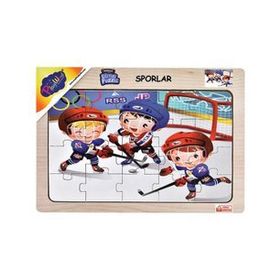 Playwood +3 Yaş Sporlar Buz Hokeyi Ahşap Eğitici Puzzle
