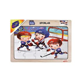 Playwood +3 Yaş Sporlar Buz Hokeyi Ahşap Eğitici Puzzle