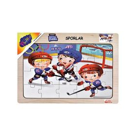 Playwood +3 Yaş Sporlar Buz Hokeyi Ahşap Eğitici Puzzle