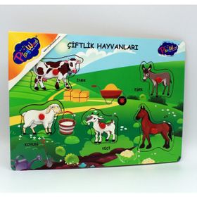 Playwood Ahşap Tutmalı Çiftlik - Kümes - Sevimli Hayvanlar Puzzle