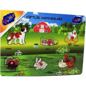 Playwood Ahşap Tutmalı Çiftlik - Kümes - Sevimli Hayvanlar Puzzle