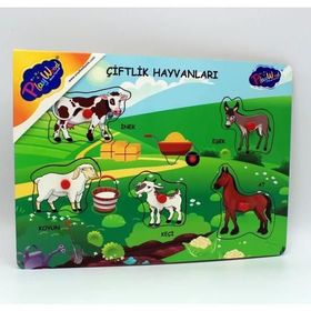 Playwood Ahşap Tutmalı Çiftlik - Kümes - Sevimli Hayvanlar Puzzle