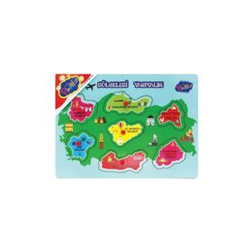 Playwood Ahşap Tutmalı Kıtaları ve Bölgeleri Tanıyalım Puzzle