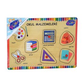 Playwood Ahşap Tutmalı Okul Malzemeleri Puzzle