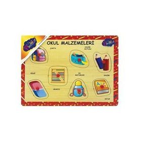 Playwood Ahşap Tutmalı Okul Malzemeleri Puzzle