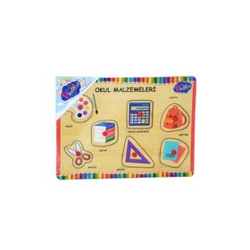 Playwood Ahşap Tutmalı Okul Malzemeleri Puzzle