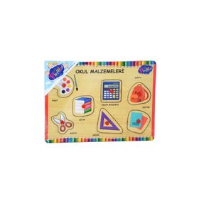 Playwood Ahşap Tutmalı Okul Malzemeleri Puzzle