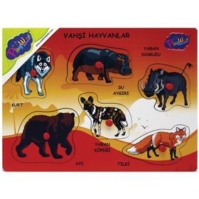 Playwood Ahşap Tutmalı Vahşi Hayvanlar Puzzle