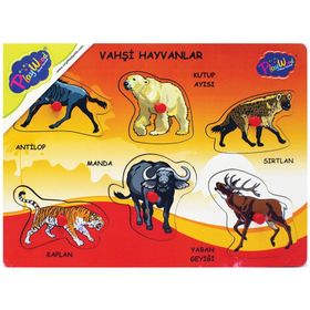 Playwood Ahşap Tutmalı Vahşi Hayvanlar Puzzle
