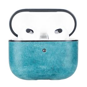 Plm Apple Airpods 3 Nesil Juni AA32 Mavi Uyumlu Deri Kılıf