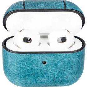 Plm Apple Airpods 3 Nesil Juni AA32 Mavi Uyumlu Deri Kılıf