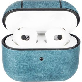 Plm Apple Airpods 3 Nesil Juni AA32 Mavi Uyumlu Deri Kılıf