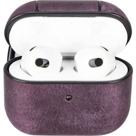 Plm Apple Airpods 3.Nesil Juni AA7 Mor Uyumlu Deri Kılıf