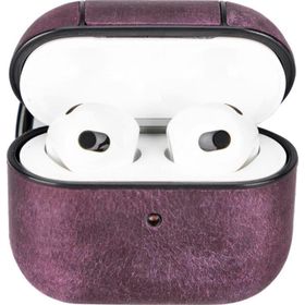 Plm Apple Airpods 3.Nesil Juni AA7 Mor Uyumlu Deri Kılıf