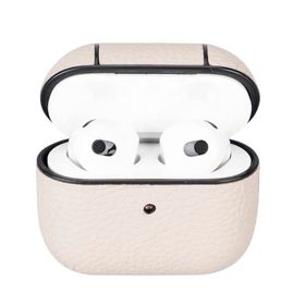 Plm Apple Airpods 3. Nesil Juni ERC3 Bej Uyumlu Deri Kılıf