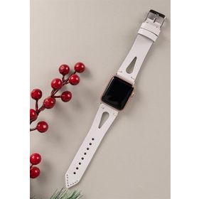 Plm BA2-F3 Beyaz 42-44-45 mm Apple Watch Uyumlu Deri Kordon