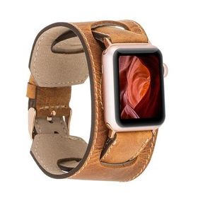 Plm Cuff G19 Taba 42-44-45 mm Apple Watch Uyumlu Deri Kordon