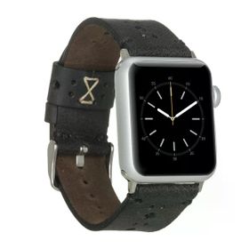 Plm Delikli Siyah 42-44-45 mm Apple Watch Uyumlu Deri Kordon