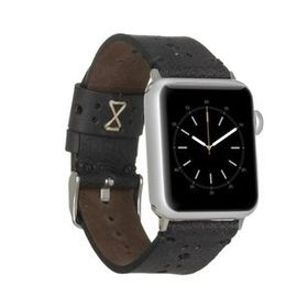 Plm Delikli Siyah 42-44-45 mm Apple Watch Uyumlu Deri Kordon